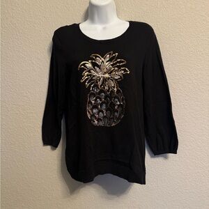Tommy Bahama Black Top with Gold Pineapple Design M